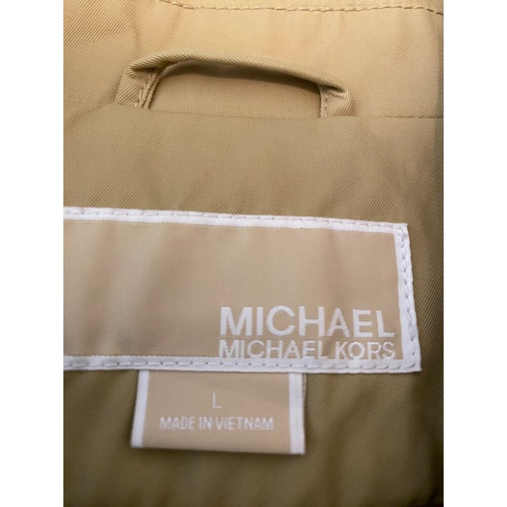 Michael Kors Trench Coat Beige Double-Breasted 39" Long Large - Picture 4 of 14
